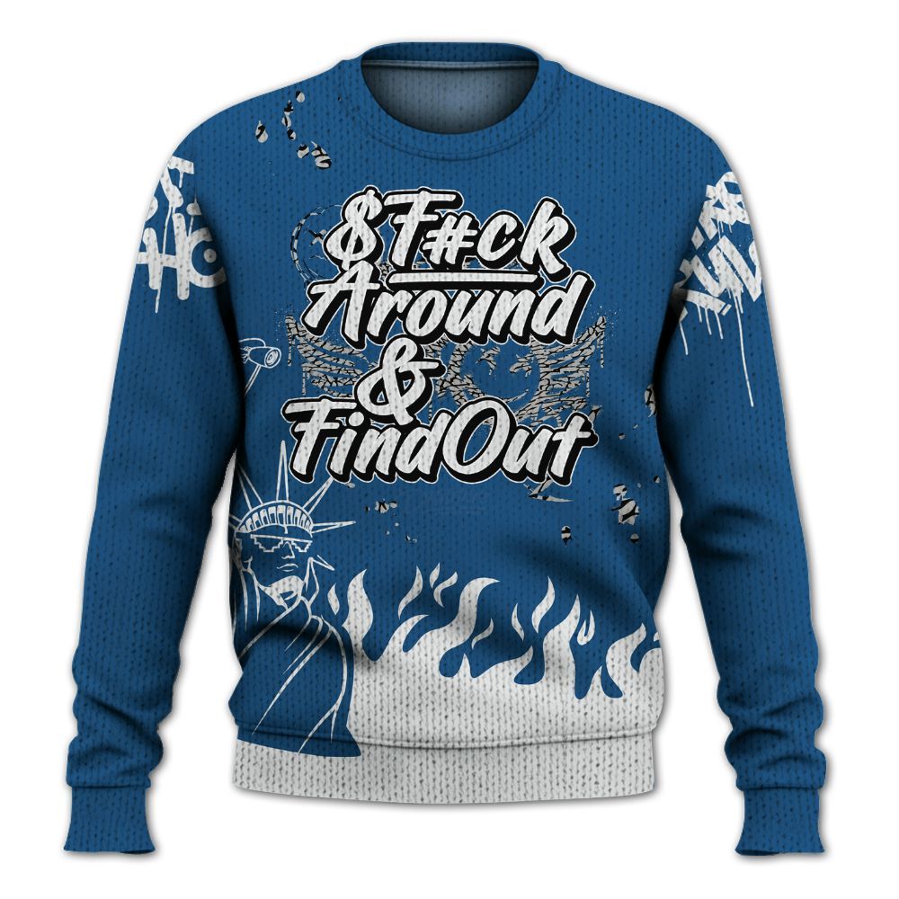 Knitted Sweater To Match Wizards 3s - Graphic Fck Around Find Out