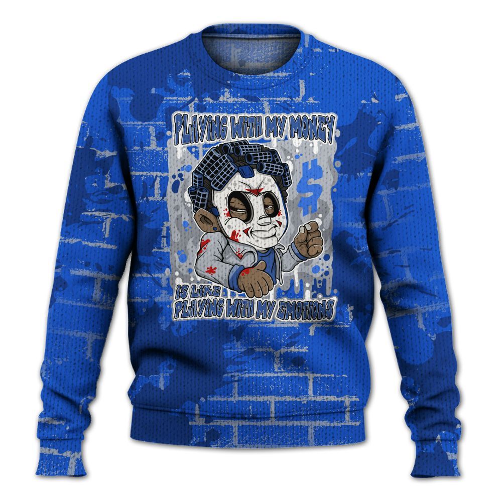 Knitted Sweater To Match Air Foamposite One Royal - Playing With My Money Graphic Halloween