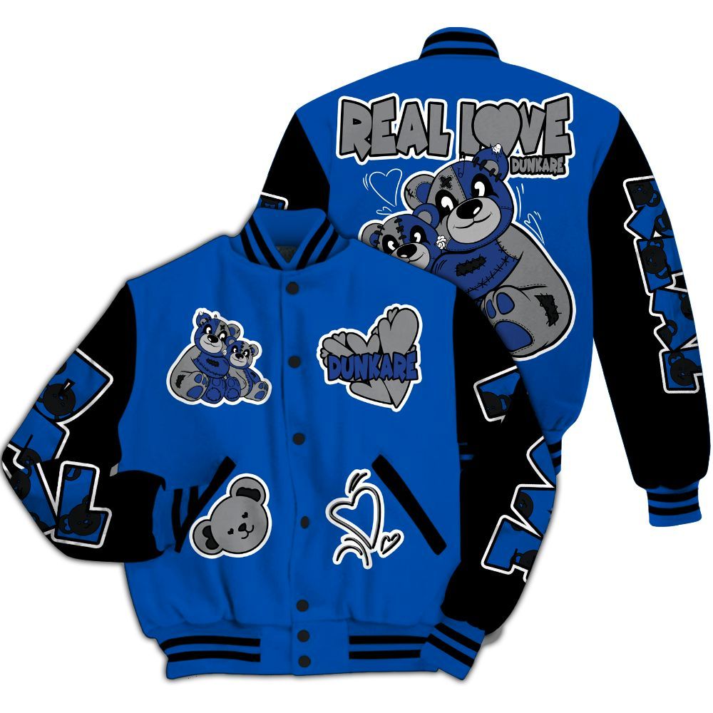 Varsity Jacket To Match Racer Blue 5s - Sincere Fondness Bear All Over Print