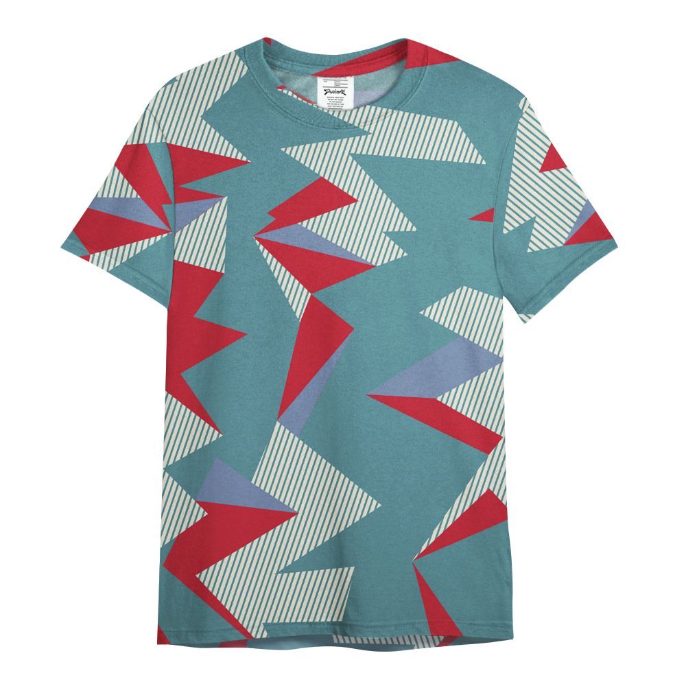 Shirt To Match Dunk Low Denim Turquoise Royal - Geometric Camouflage Pattern All Over Print