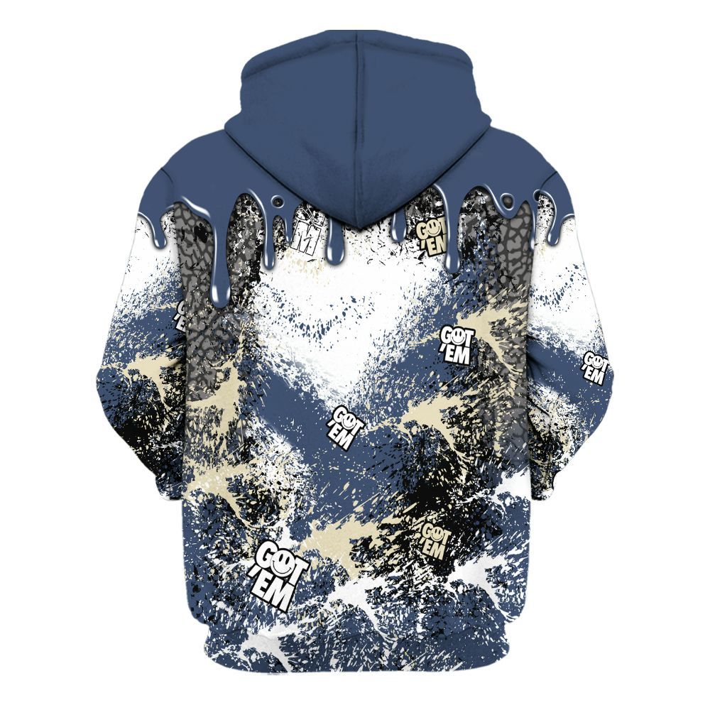 Hoodie To Match Diffused Blue 3s - Dripping 23 Drip All Over Print