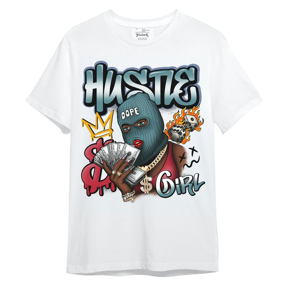 Shirt To Match Dunk Low Denim Turquoise Royal - Money Hustles Girl Streetwear Unisex Shirt