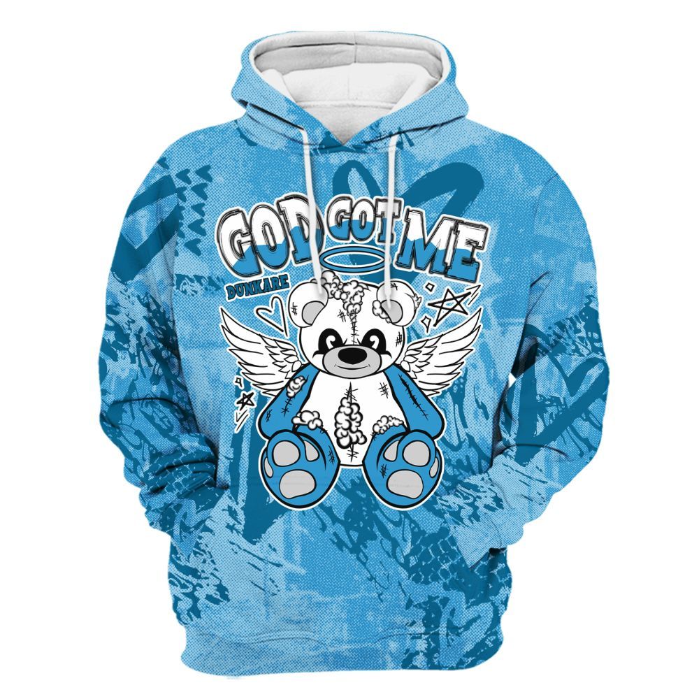 Hoodie To Match Powder Blue 9s - Gods Guides Me Bear Heart Grunge All Over Print