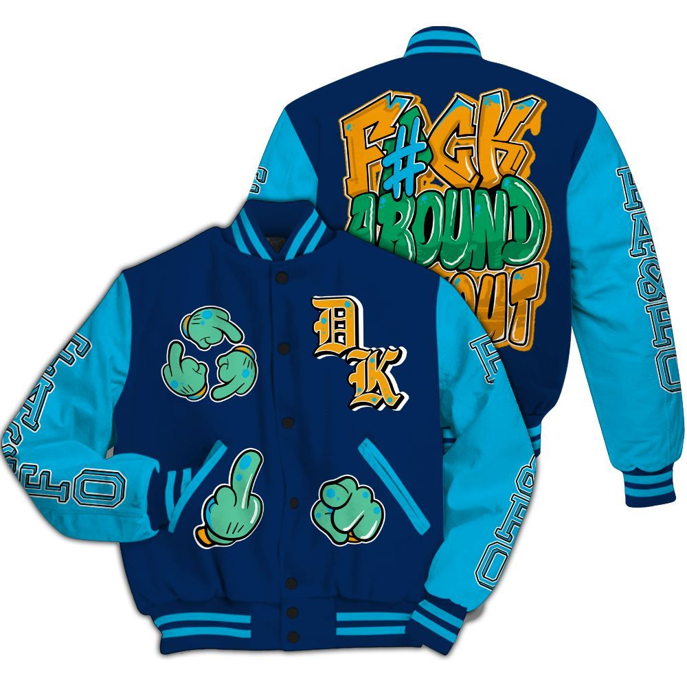 Varsity Jacket To Match Dunk Low GS Electric Algae - F Around Find Out Graphic All Over Print