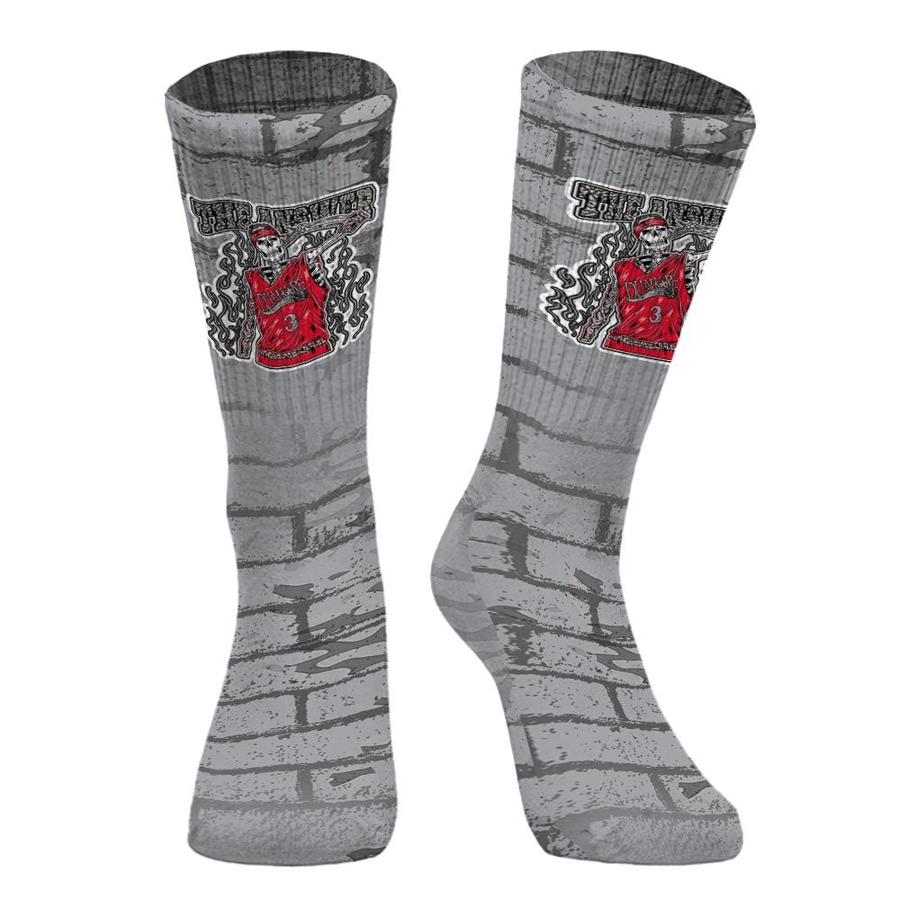 Sock To Match Black Cement 3s - Allen Answer Skeleton Brick