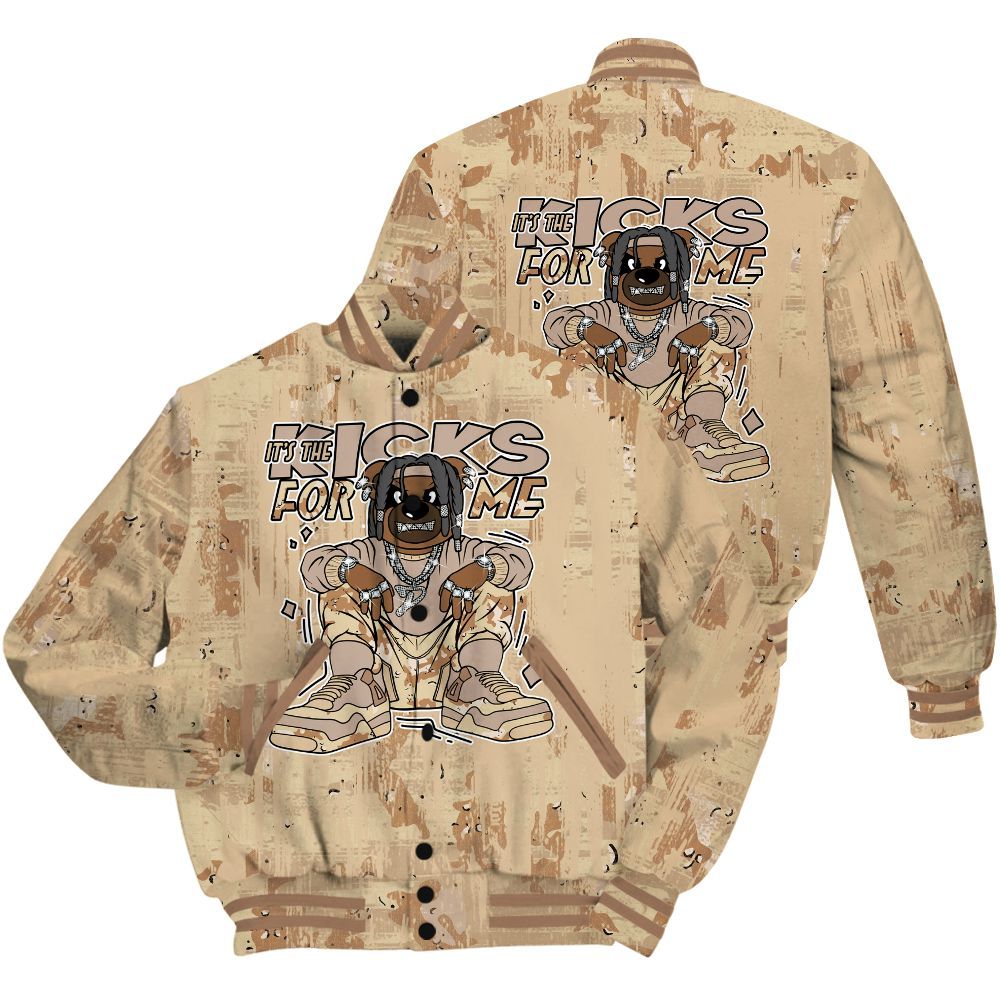Varsity Jacket To Match Desert Camo 3s Shirt - Sneakers Bear Glitch Art All Over Print