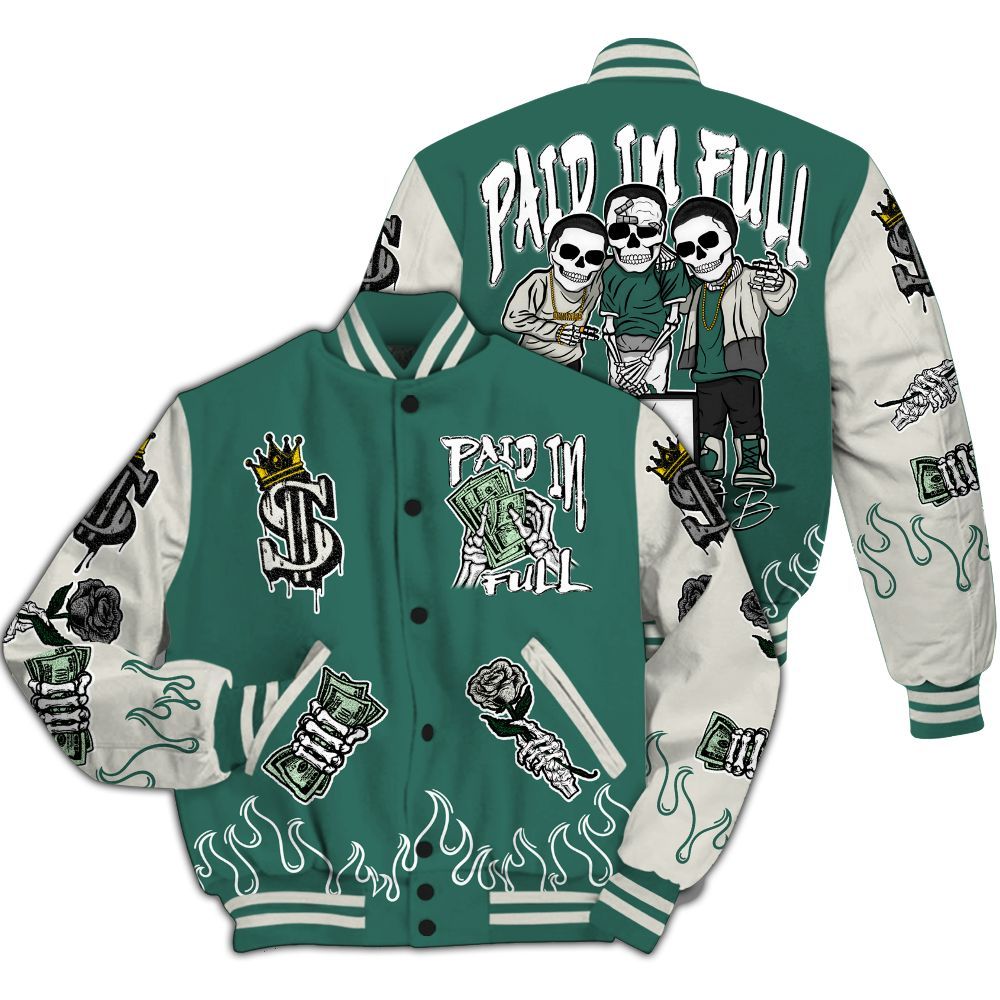 Varsity Jacket To Match RM Oxidized Green 4s - Fire Everybody Paid In All Over Print