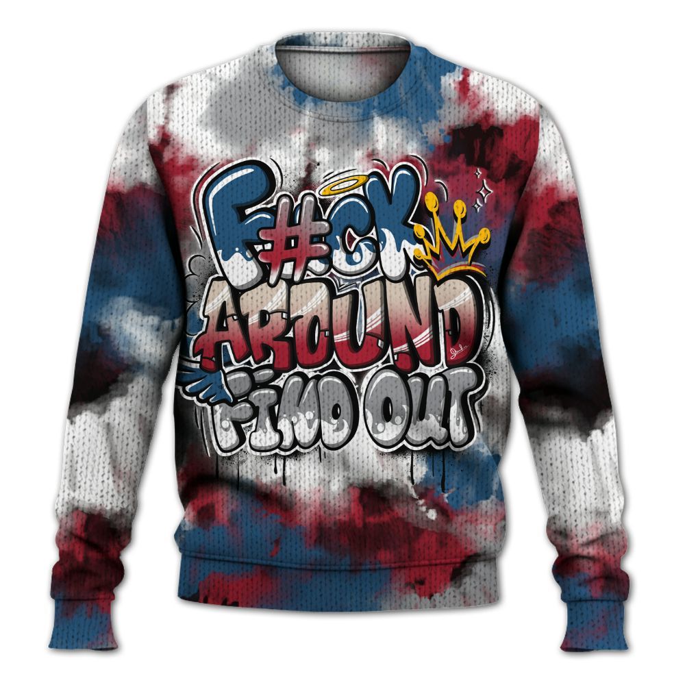 Knitted Sweater To Match Rare Air 3s - Tie Dye FK Around Find Out