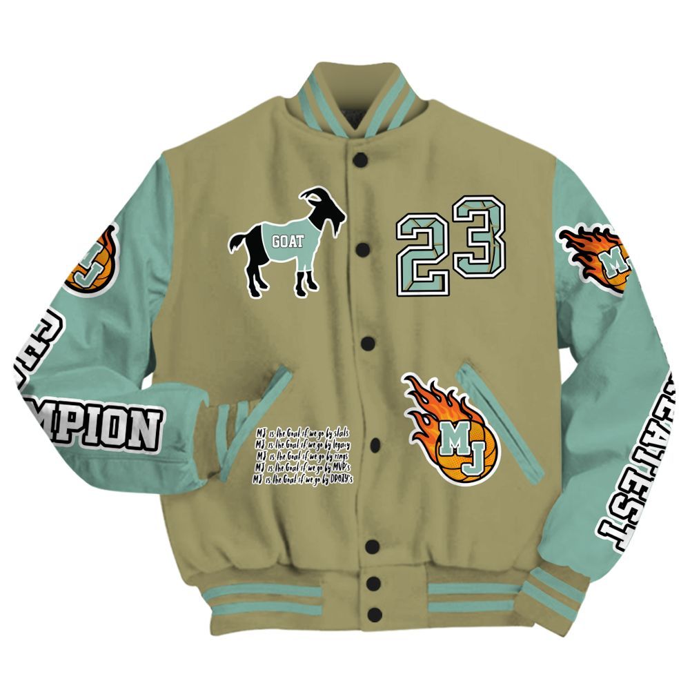 Varsity Jacket To Match Dunk Low Suede Olive Aura - 23 G.0.A.T Jump Up Basketball All Over Print