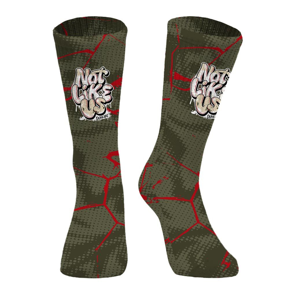 Sock To Match Travis Scott Low OG Medium Olive 1s - None Like Us Graphic