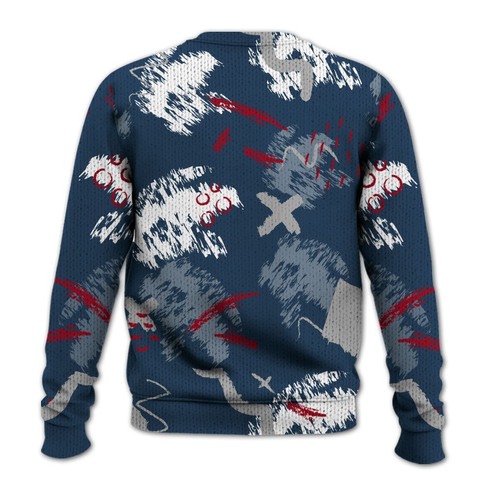 Sweater To Match Retro French Blue 2025 12s - Hustle Grind Pray Graphic