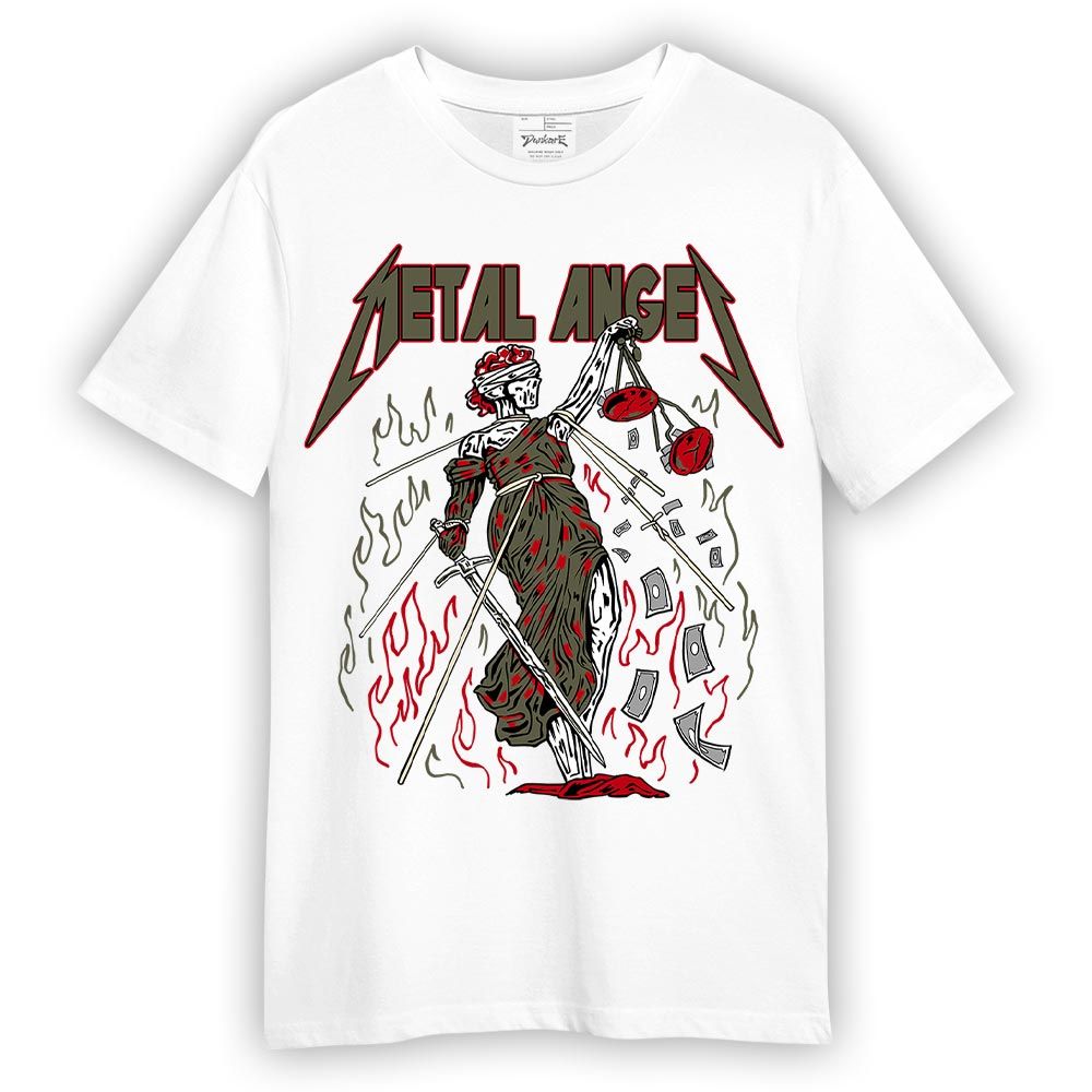 Shirt To Match Low OG Medium Olive 1s - Metal Angel Skeleton Shirt Unisex