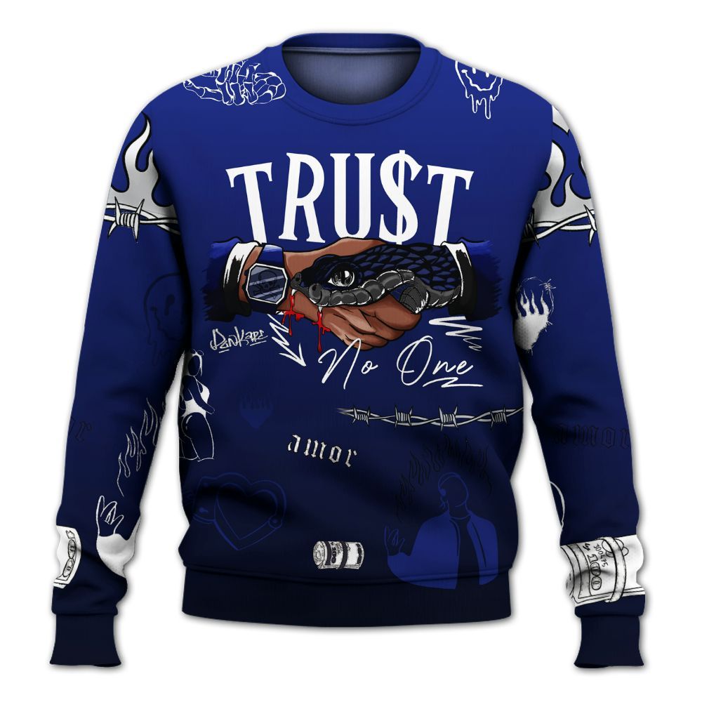 Sweatshirt To Match Air Max Plus Black Racer Blue - Snake Trust No One All Over Print