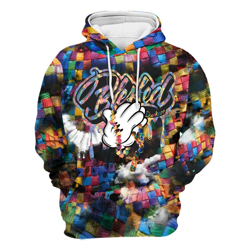 Hoodie To Match Air Rainbow Weave - God Blessed Tie Dye All Over Print