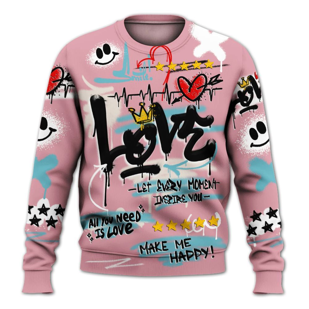 Sweatshirt To Match Doernbecher 6s - Happy Love Beats Graffiti Streetwear All Over Print