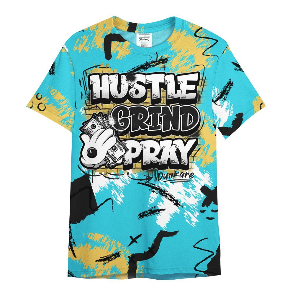 Shirt To Match Retro Gamma Blue 11s - Hustle Grind Pray Graphic Street Style All Over Print