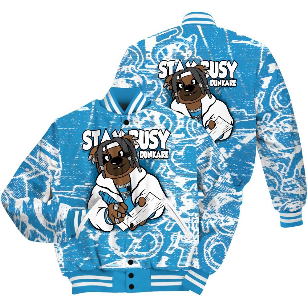 Varsity Jacket To Match Powder Blue 9s Shirt - Maintain Activity Bear Avant-Garde All Over Print
