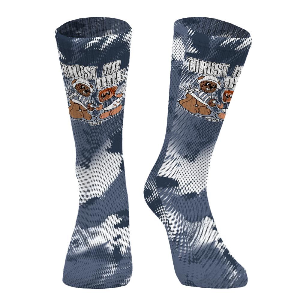 Sock To Match Low Diffused Blue 11s - Trust No One Bear Halloween Abstract Halftone