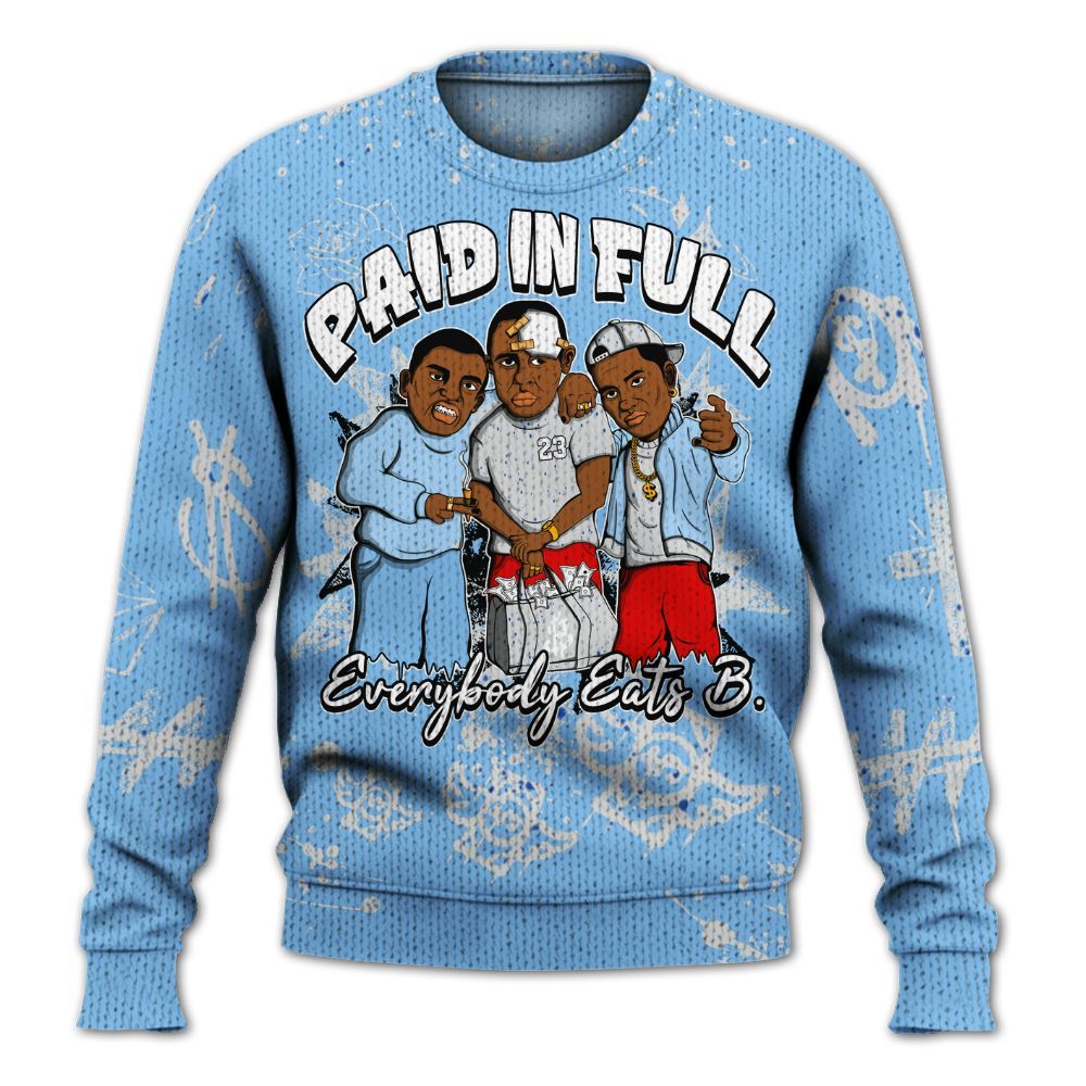 Knitted Sweater To Match University Blue 5s - Everybody Paid In Full Crayon