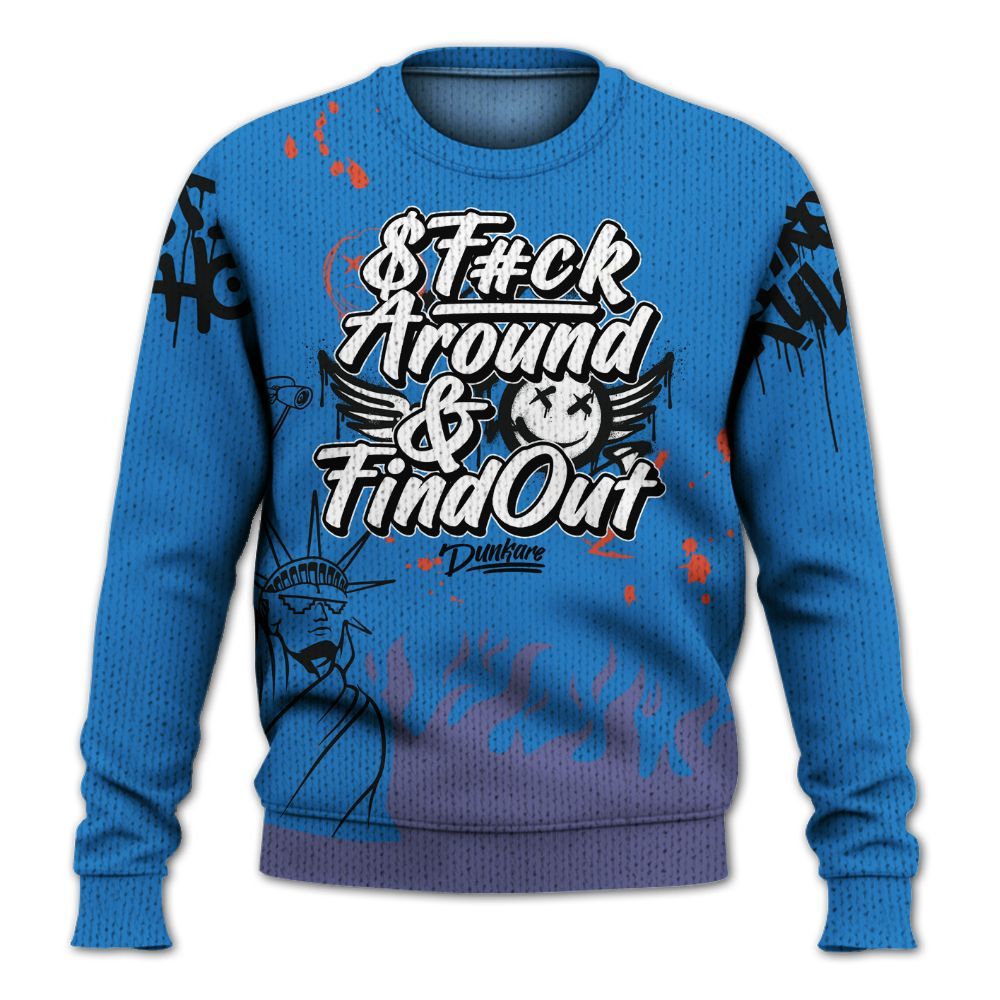 Knitted Sweater To Match Hi-Res Blue 700s - Graphic Fck Around Find Out