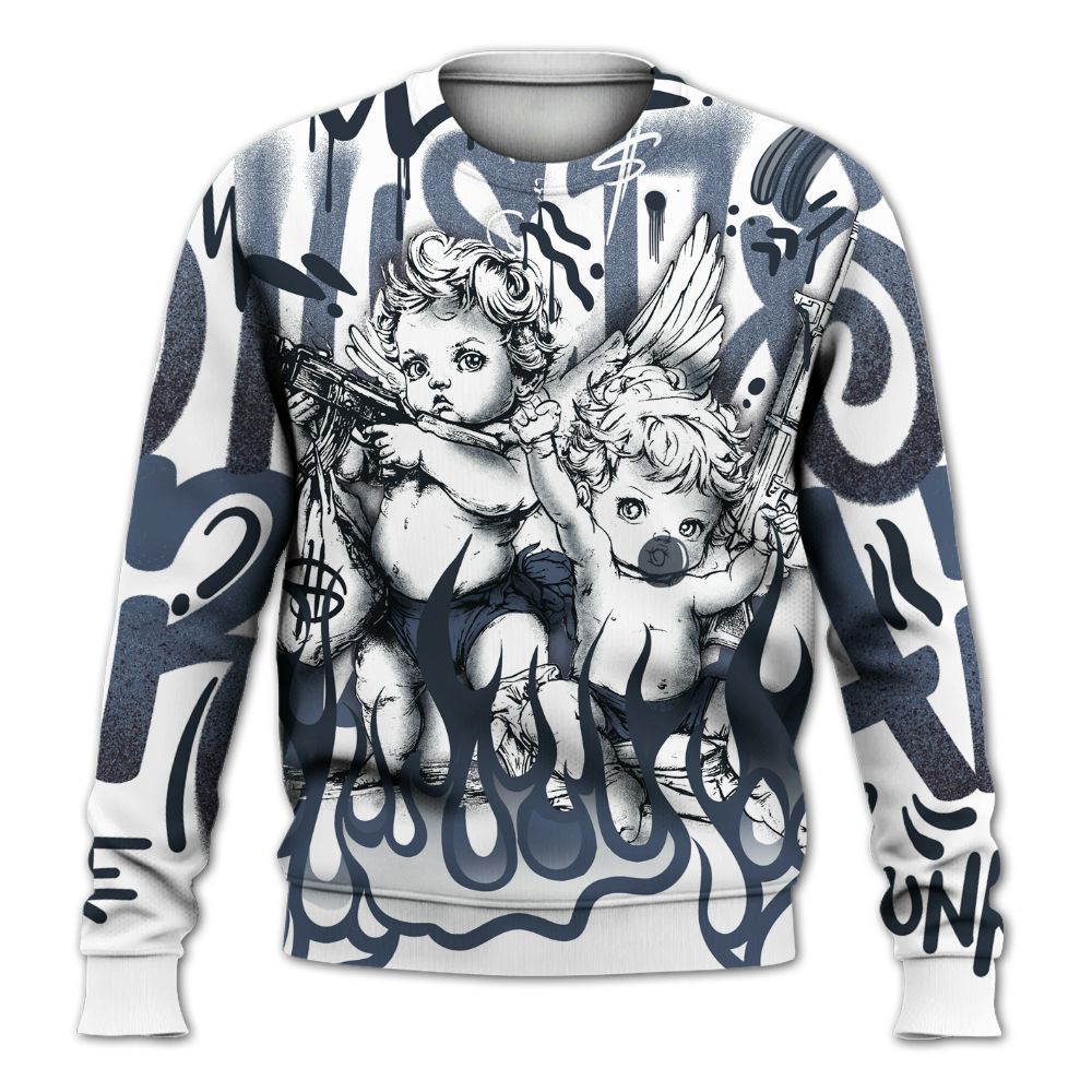 Sweatshirt To Match Low Diffused Blue 11s - Angel Hustle Hard All Over Print