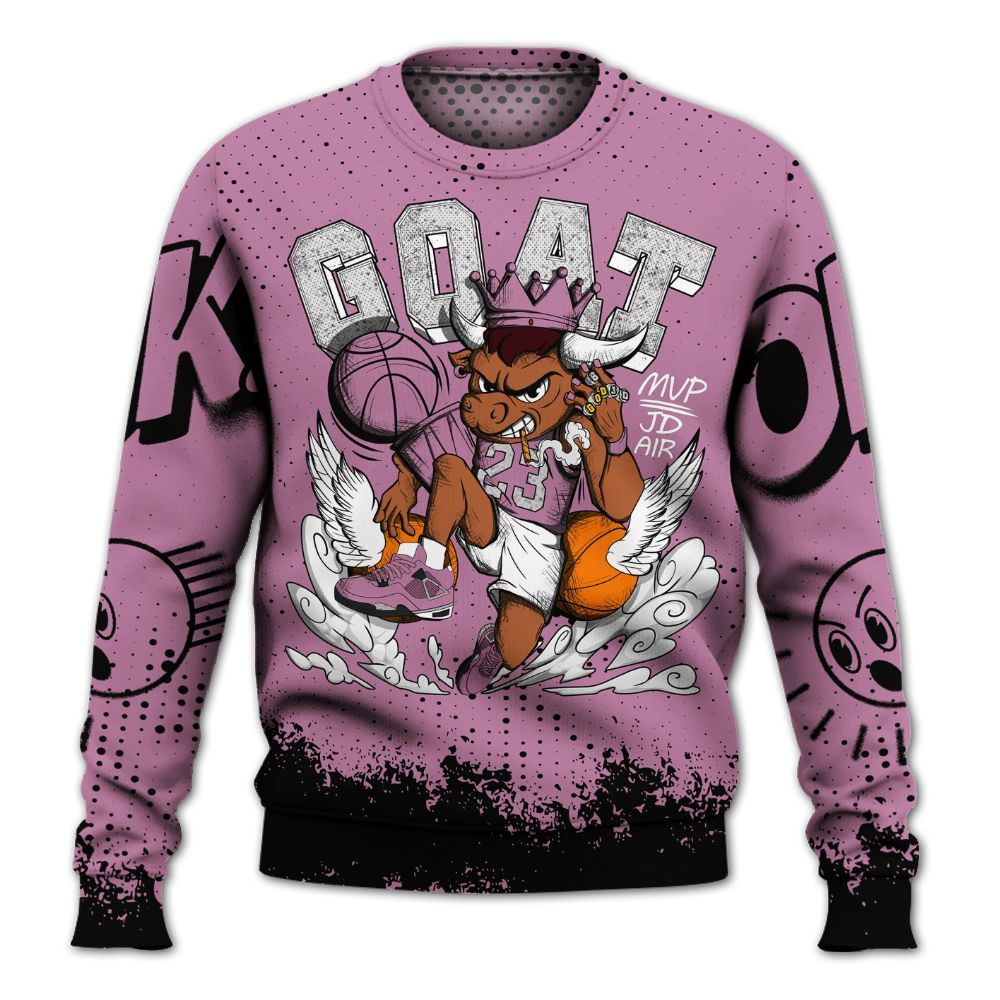 Sweatshirt To Match Neutral Grey Black White Orchid 4s - FlightMan Number 23 G.O.A.T All Over Print