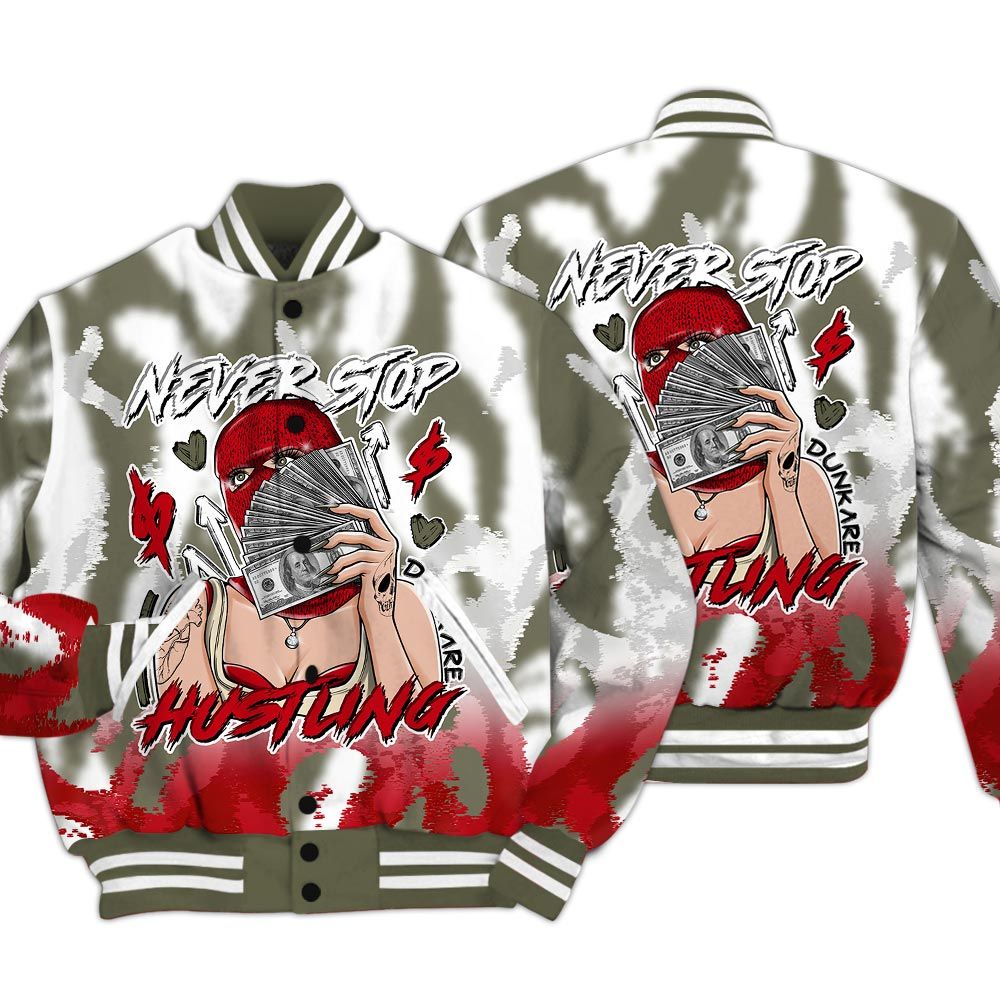 Varsity Jacket To Match Low OG Medium Olive 1s - Hustling Unique Burn Varsity Jacket Unisex