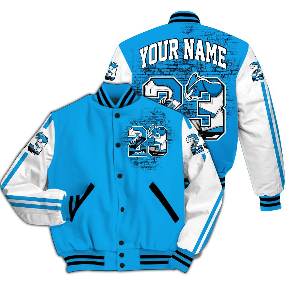 Varsity Jacket To Match Black University Blue 2022 13s - Custom Name Number 23 5s All Over Print