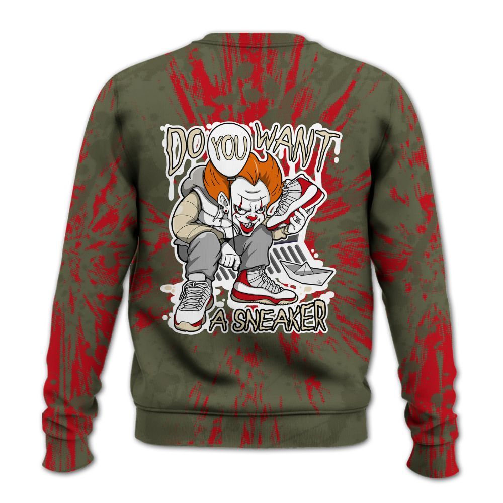 Sweatshirt To Match Travis Scott Low OG Medium Olive 1s - Clown Scary Sneakers Graphic Halloween All Over Print