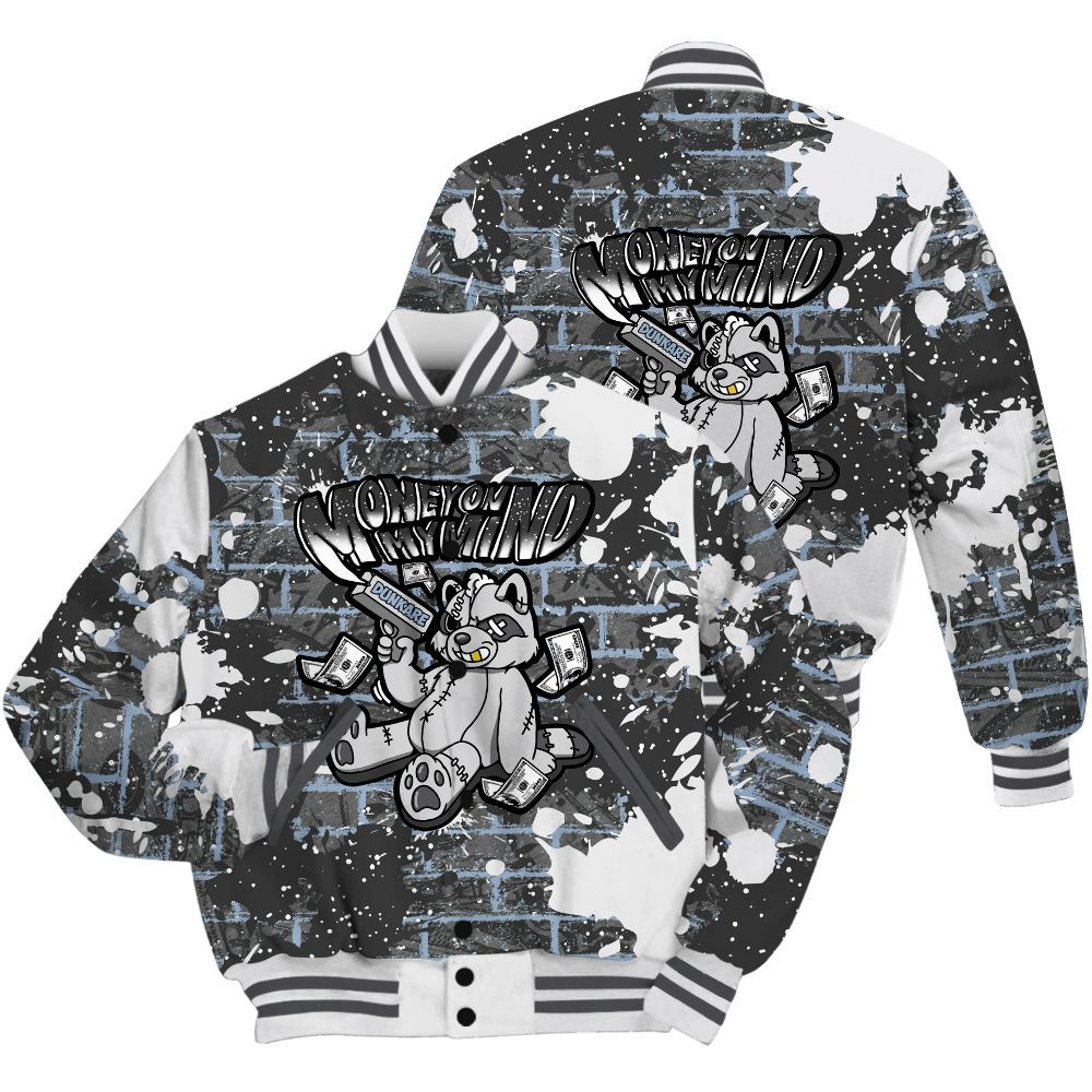 Varsity Jacket To Match Reverse Black White 6s Shirt - Money On My Mind Raccoon Brick All Over Print