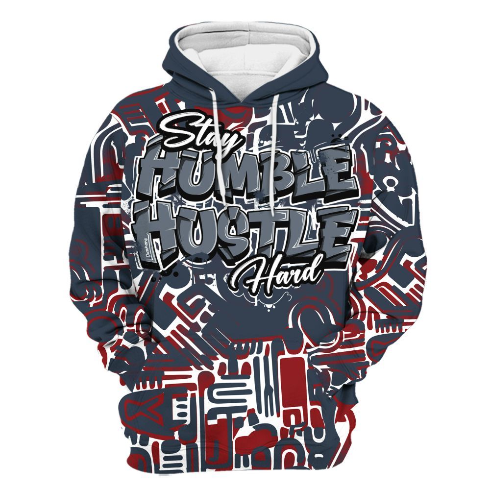 Hoodie To Match Navy Blue 2024 6s - Humble Hustle Retro All Over Print