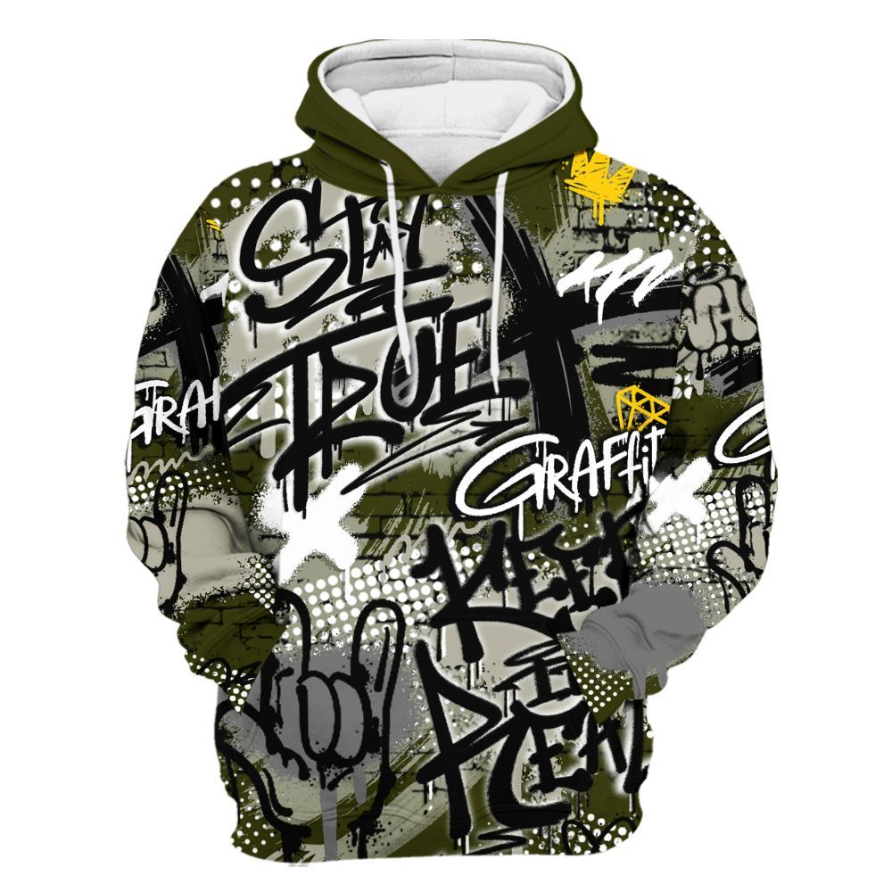 Hoodie To Match Dunk Low Pale Ivory Cargo Khaki - True It Real Graffiti Streetwear All Over Print
