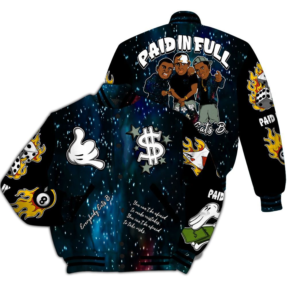 Varsity Jacket To Match Air Foamposite One Galaxy - Funny Everybody Paid In Full Graphic All Over Print