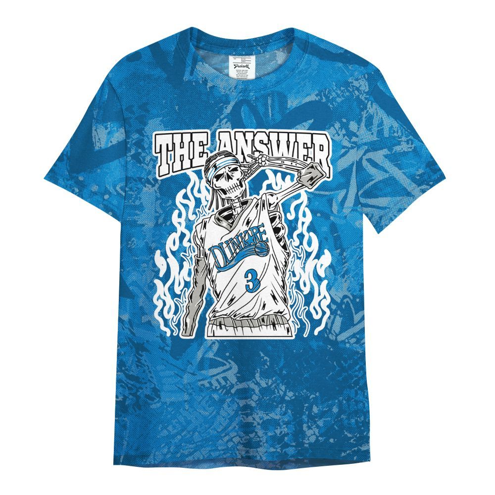 Shirt To Match Industrial Blue 4s - Allen Answer Skeleton Heart All Over Print