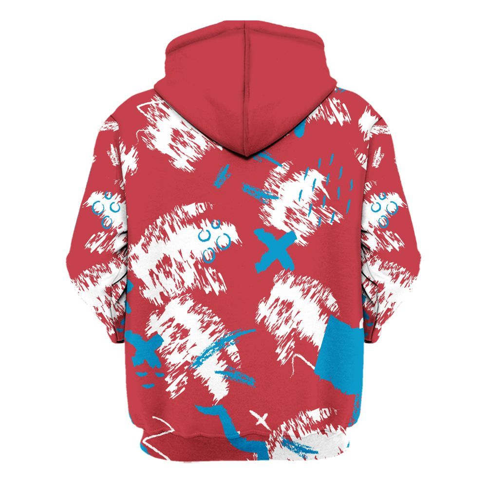 Hoodie To Match High OG University Red Dark Powder Blue 1s - Hustle Grind Pray Retro All Over Print