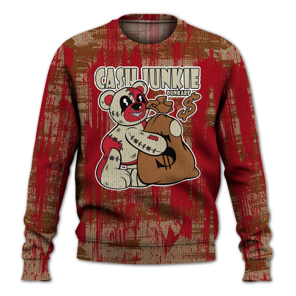 Knitted Sweater To Match Archaeo Brown 5s - Cashs Junkie Bear Glitch Art