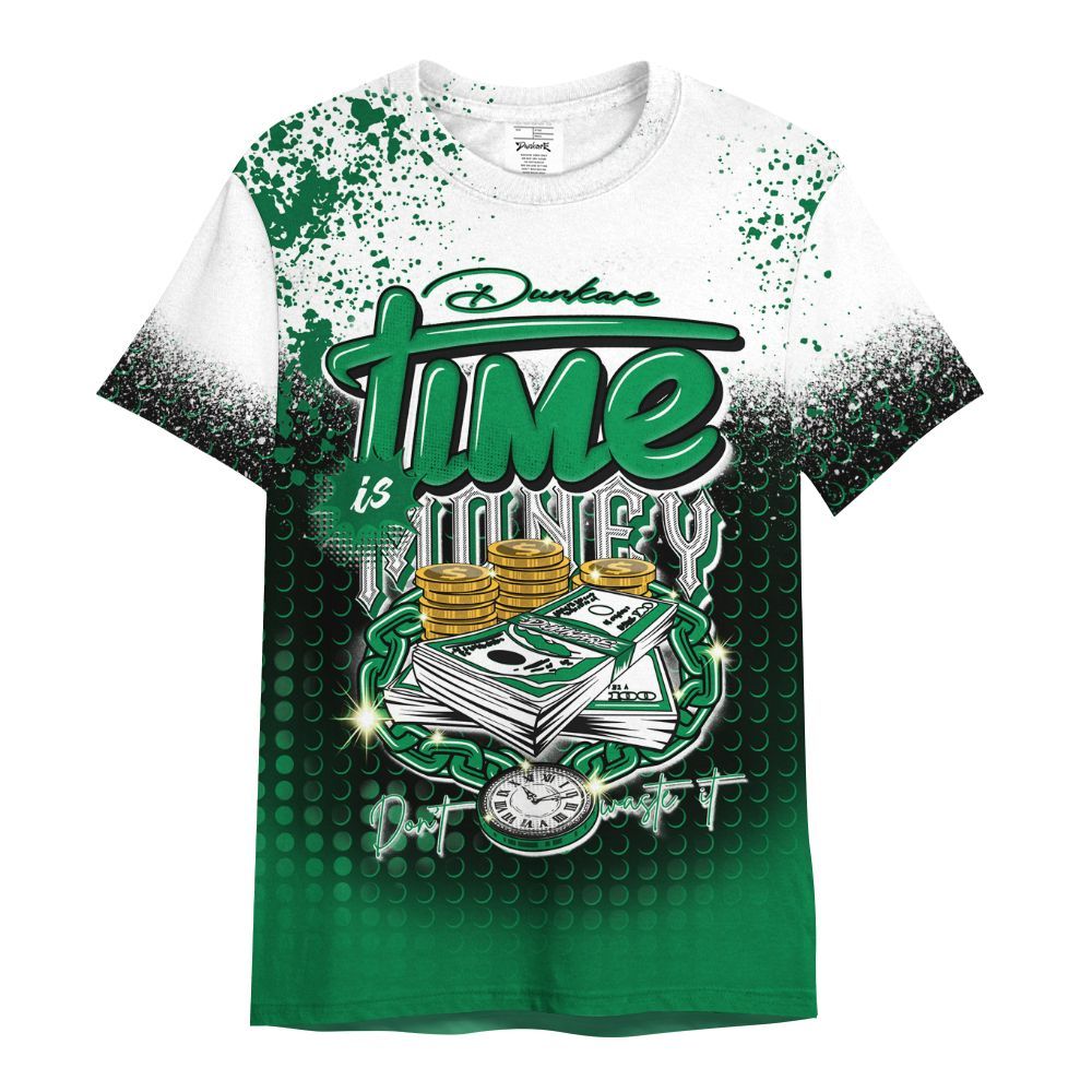 Shirt To Match Mid Lucky Green 1s - Halftone Time Is Money All Over Print