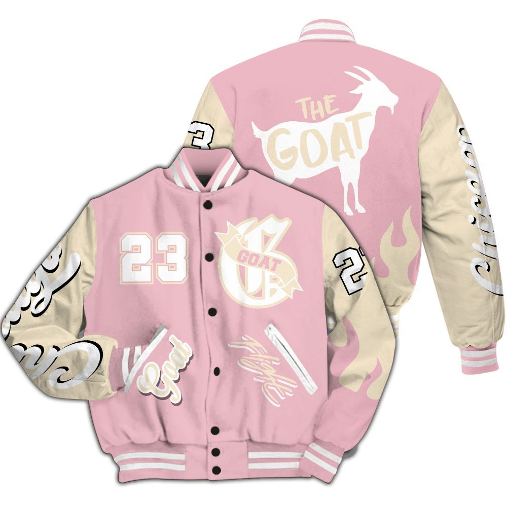 Varsity Jacket To Match Low OG Shy Pink 1s - The G.O.A.T Streetwear All Over Print