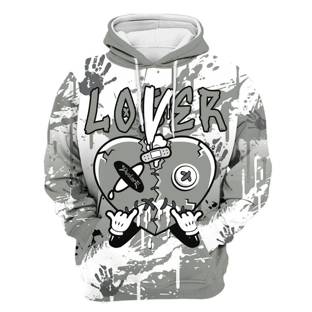 Hoodie To Match Paris Cement Grey 4s - Loser Lover Drip Heart All Over Print