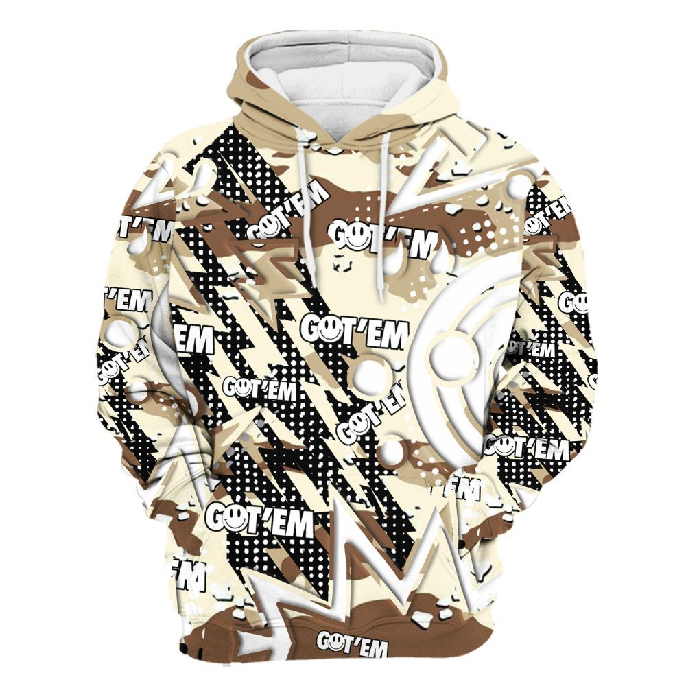 Hoodie To Match Desert Camo 3s Varsity Jacket, Retro Vintage 90s All Over Print