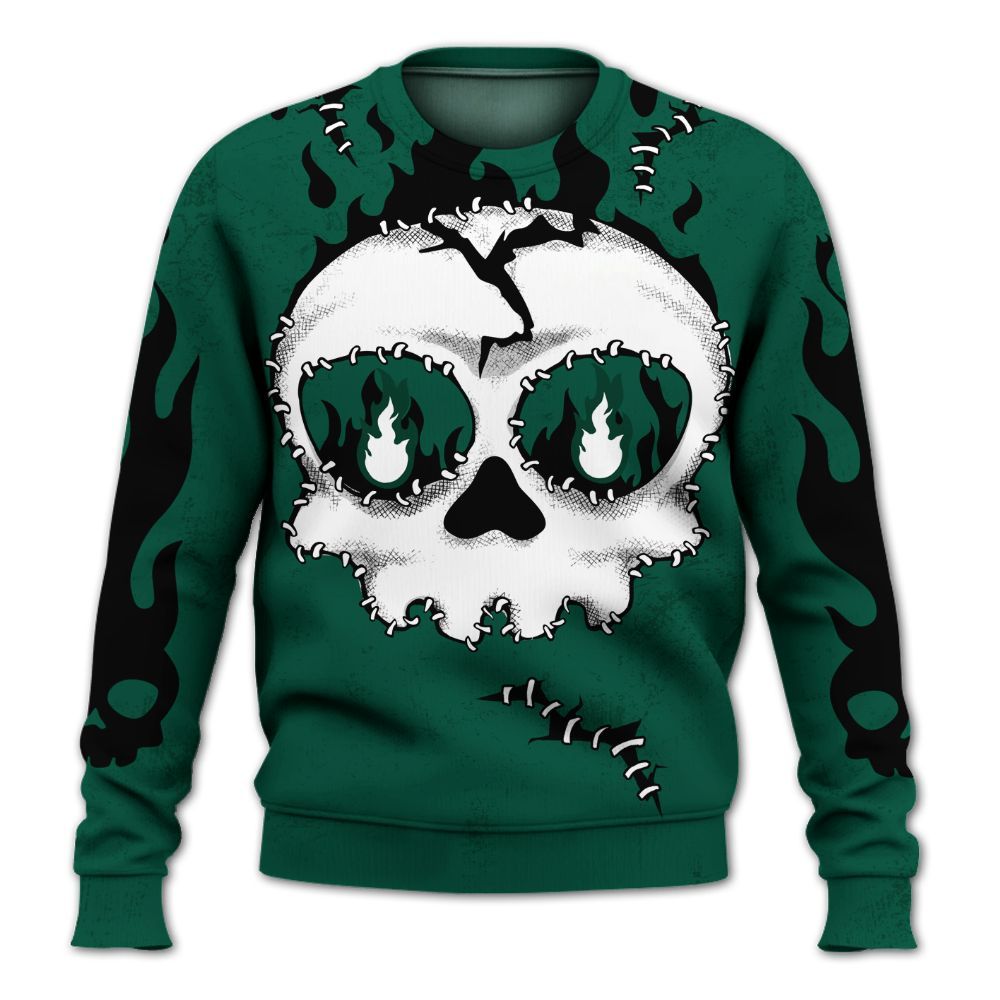 Sweatshirt To Match Oxidized Green 4s - Cracked Skull Stitches All Over Print