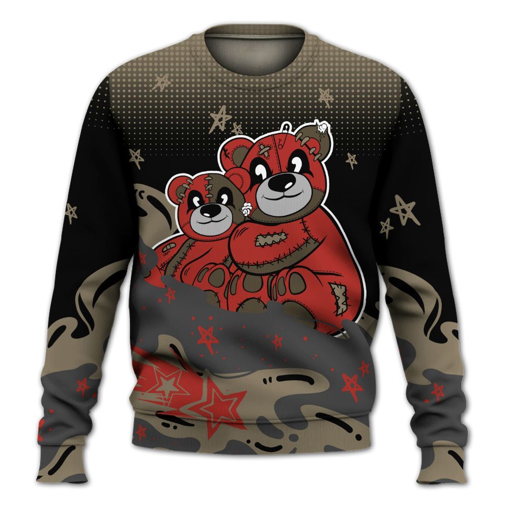 Sweatshirt To Match Olive 9s - Sincere Fondness Bear Stars All Over Print