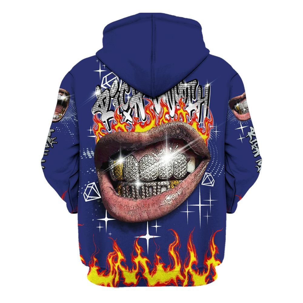 Hoodie To Match Midnight Navy 11s - Rich Mouth Fire Rap Retro 90s All Over Print