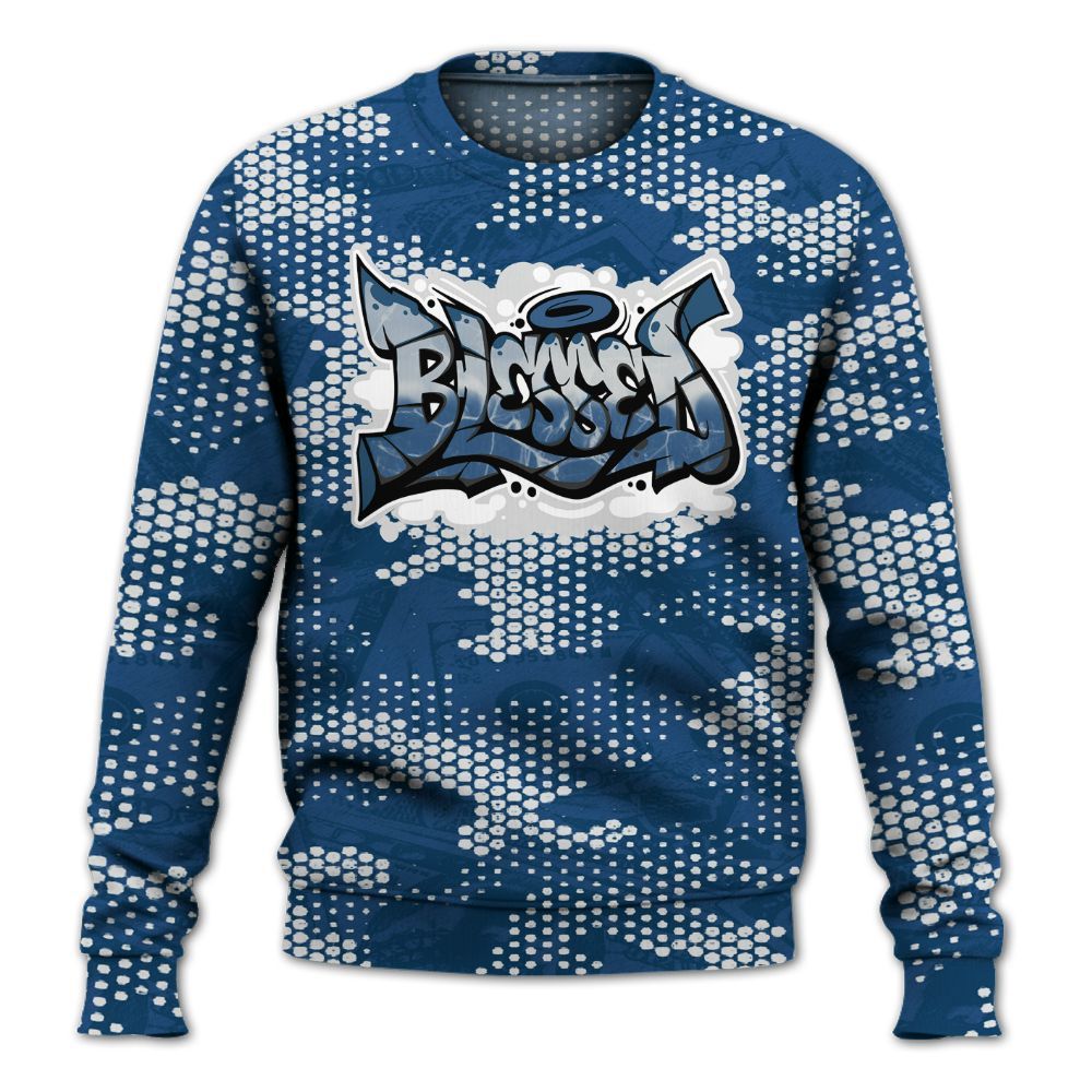 Sweatshirt To Match High OG Midnight Navy 1s - Blessing Graphic Banknotes All Over Print