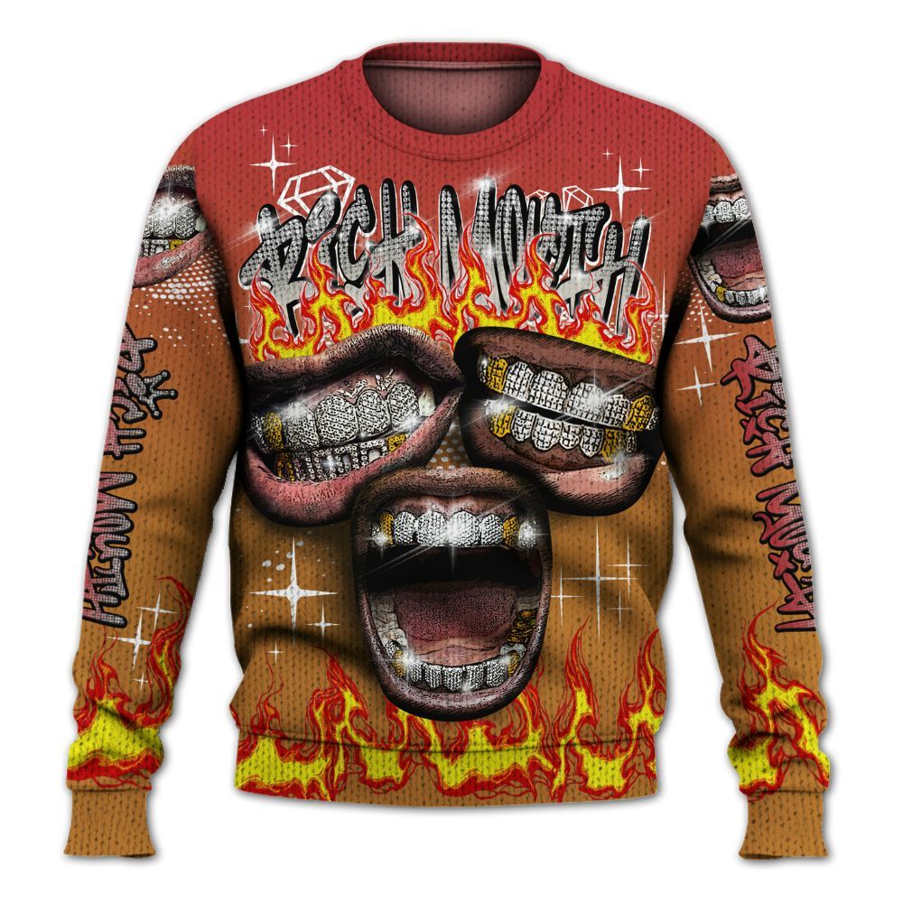 Knitted Sweater To Match Air Max Plus Sunset Swarovski - Rich Mouth Fire Rap Retro 90s