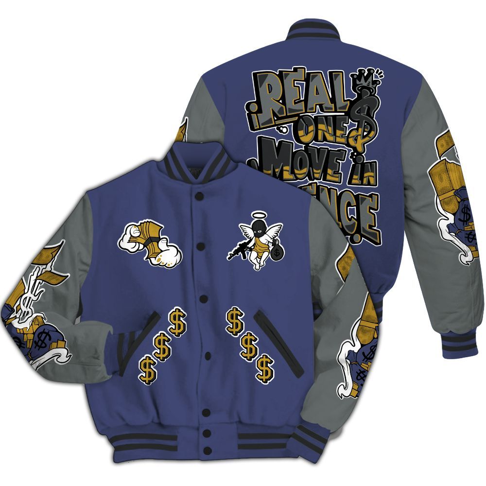 Varsity Jacket To Match Lakeshow 4s - Ones Move In Silence Graphic All Over Print