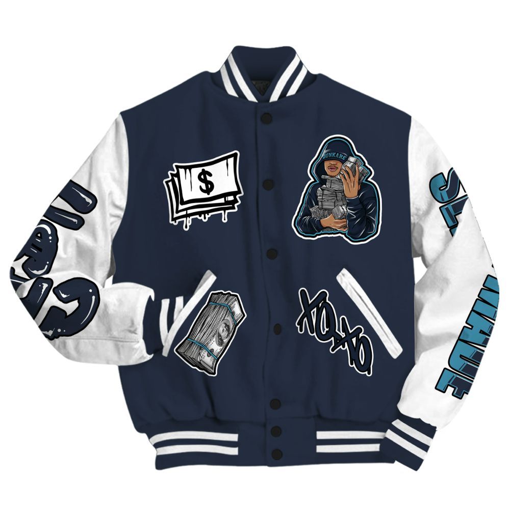 Varsity Jacket To Match Retro Obsidian 13s - Selfmade Unique All Over Print