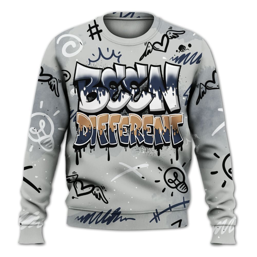 Sweatshirt To Match Low Navy Grey Gum 1s - Drip Been Di2ferent All Over Print