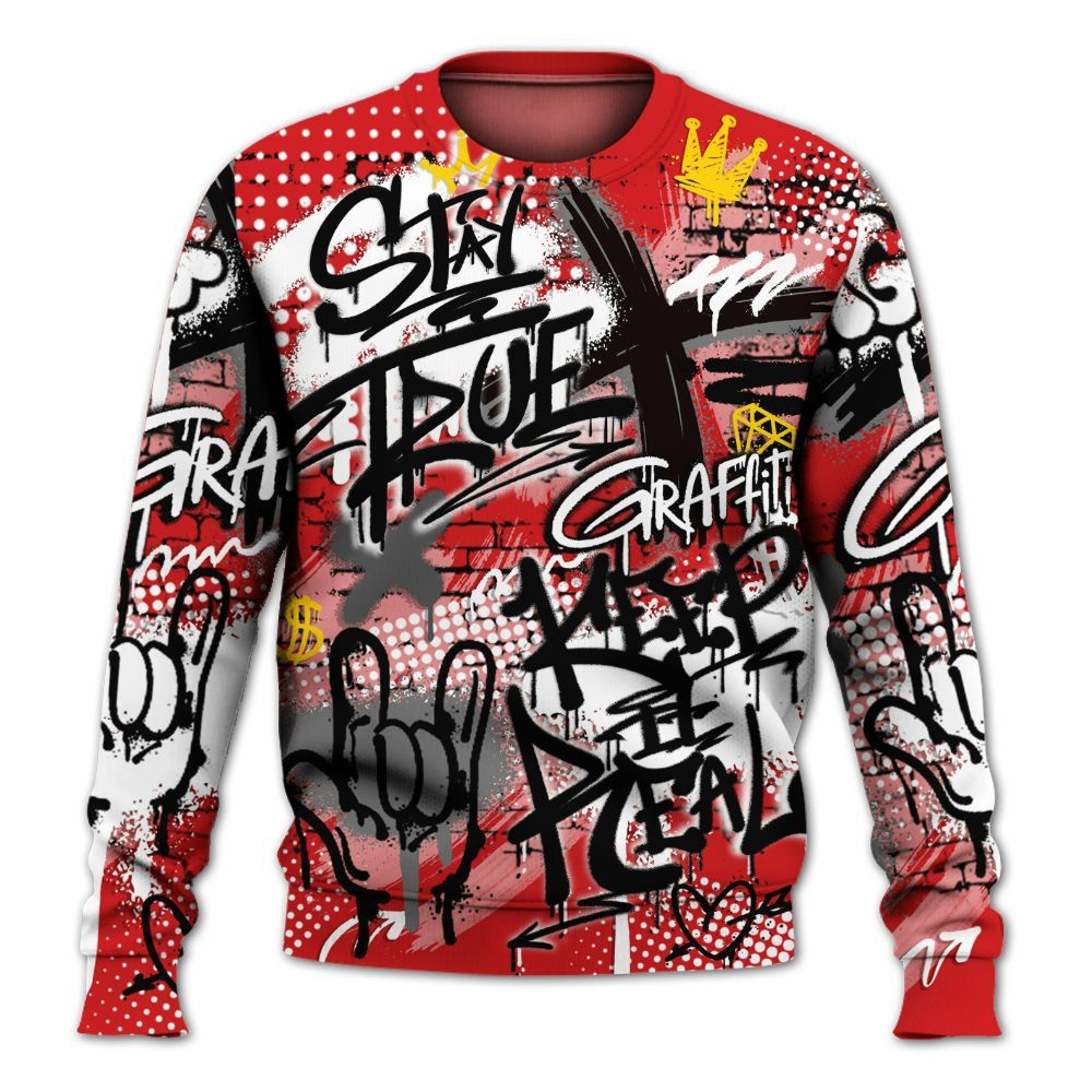 Sweatshirt To Match Low Bred 11s - True It Real Graffiti Streetwear All Over Print