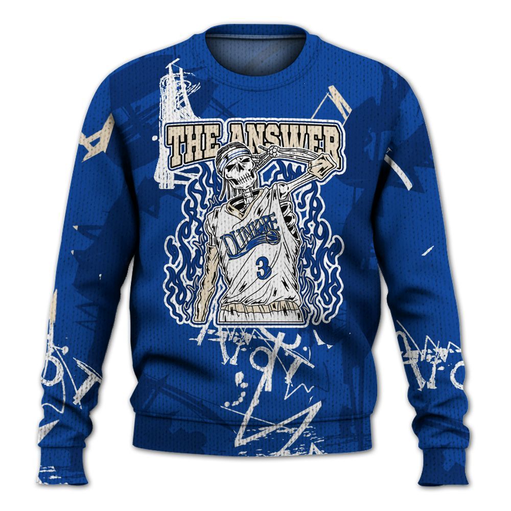 Knitted Sweater To Match Low Game Royal 1s - Allen Answer Skeleton Messyz